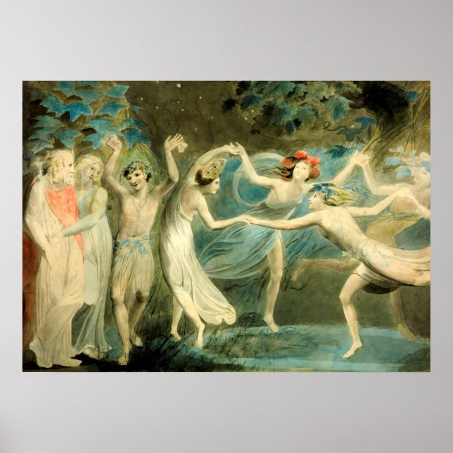 Affiche William Blake Oberon, Titania et Puck avec Fairie (Devant)