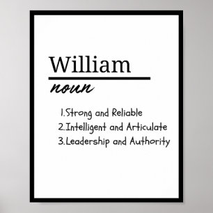 Affiche William, Boy Personnalisé Nom Définition