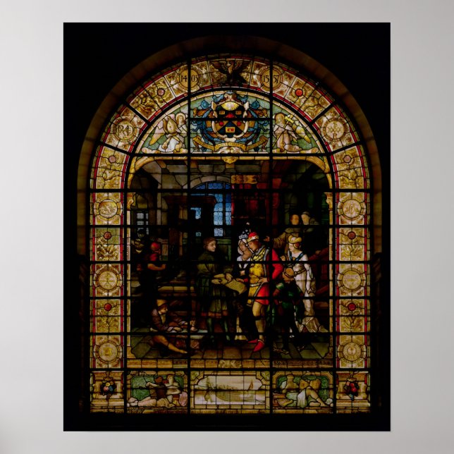 Affiche William Caxton montre son premier livre imprimé (Devant)
