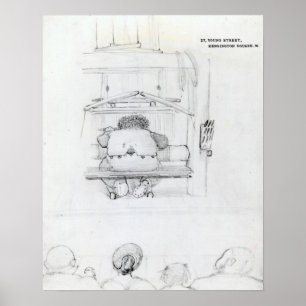 Affiche William Morris à son métier à tisser, caricature