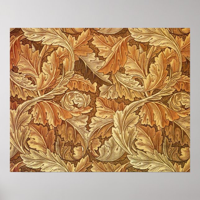 Affiche William Morris Acanthus Brun Feuilles d'Automne (Devant)