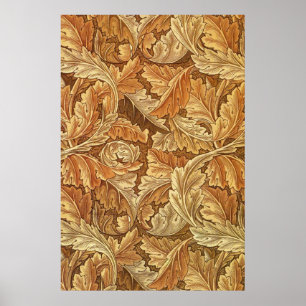 Affiche William Morris Acanthus Brun Feuilles d'Automne