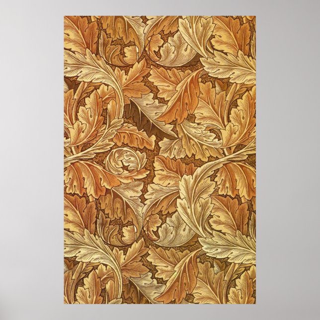 Affiche William Morris Acanthus Brun Feuilles d'Automne (Devant)