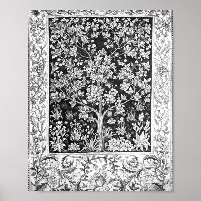 Affiche William Morris - Arbre De Vie Noir Et Blanc (Devant)