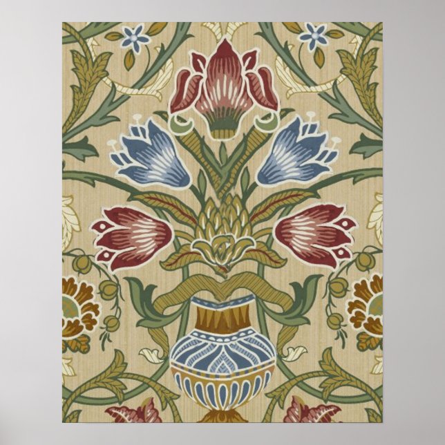 Affiche William Morris Brocade Motif de fond d'écran flora (Devant)