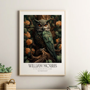 Affiche William Morris Chouette Vintage aux fleurs