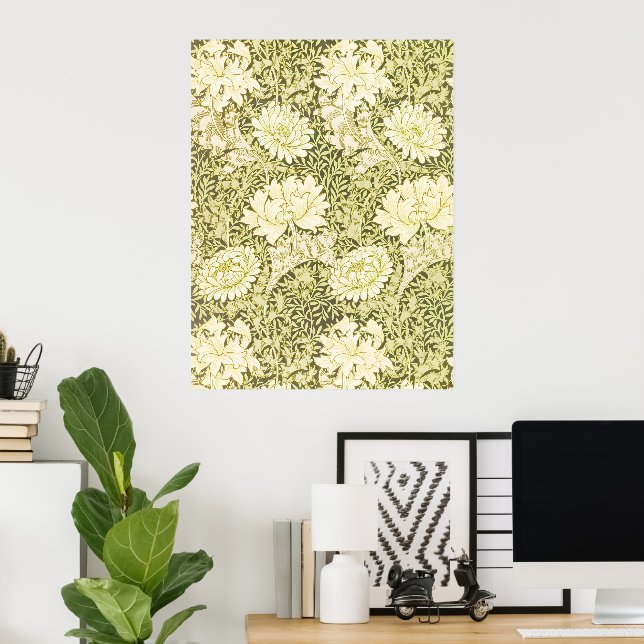 Affiche William Morris Chrysanthemum Motif floral (Bureau à domicile)