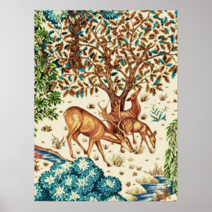 Affiche William Morris Deer par une Tapisserie Brook Beige
