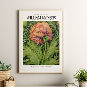 Affiche William Morris Fleur sauvage rose Vintage