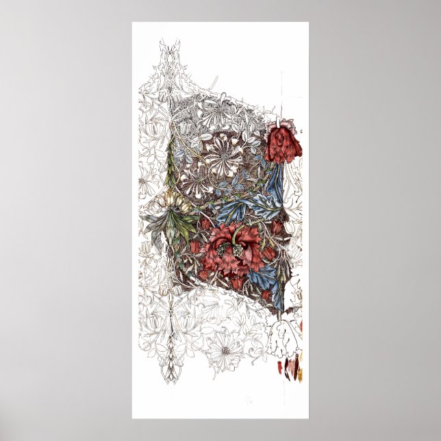 Affiche William morris fleurs élégante illustration floral (Devant)