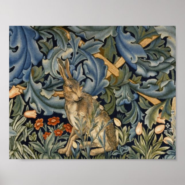 Affiche William Morris Forest Rabbit Floral Art (Devant)