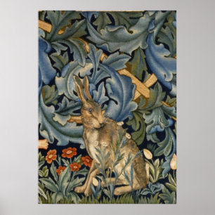 Affiche William Morris Forest Rabbit Floral Art