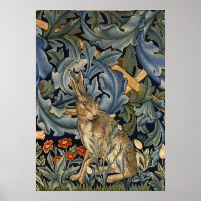 Affiche William Morris Forest Rabbit Floral Art (Devant)