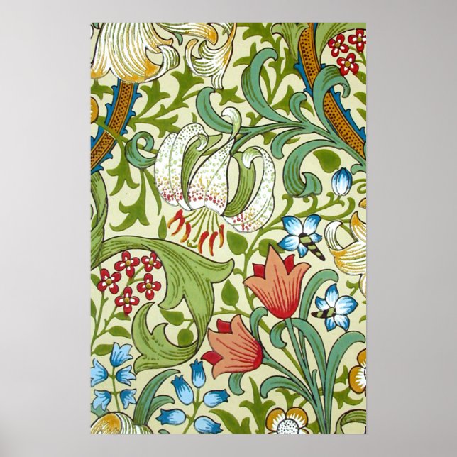 Affiche William Morris Garden Papier peint Lily (Devant)