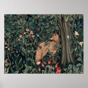 Affiche William Morris Greenery Renard Faune