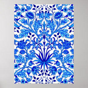Affiche William Morris Hyacinth Imprimer, Cobalt bleu et b