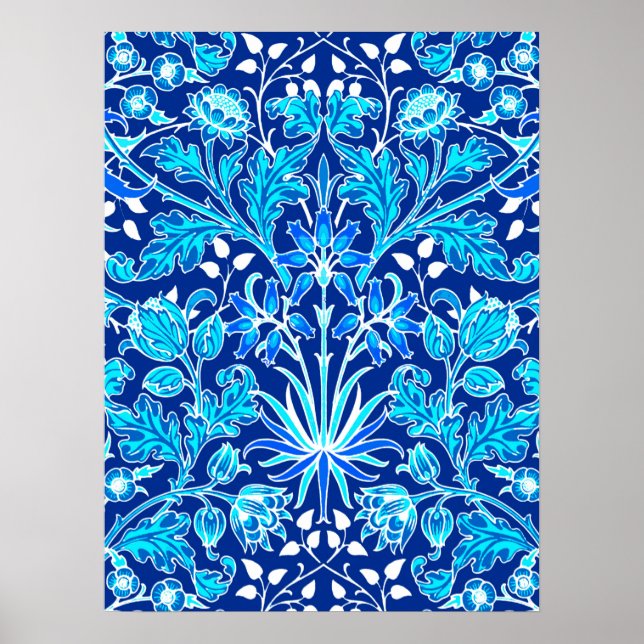 Affiche William Morris Hyacinth Imprimer, Navy et Cobalt B (Devant)