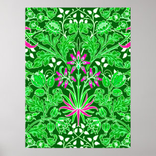 Affiche William Morris Hyacinth Print Lime & Emerald Green