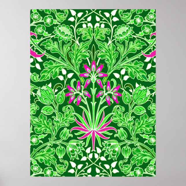 Affiche William Morris Hyacinth Print Lime & Emerald Green (Devant)