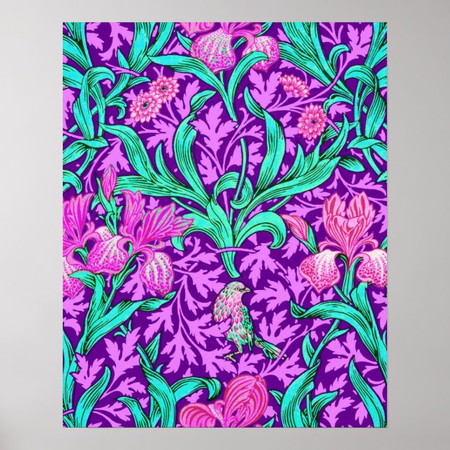 Affiche William Morris Irises, Améthyste Violet (Devant)