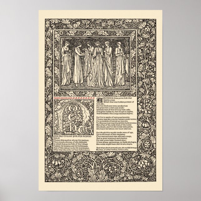 Affiche William Morris Kelmscott Press Chaucer Page (Devant)