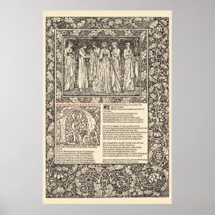 Affiche William Morris Kelmscott Press Chaucer Page