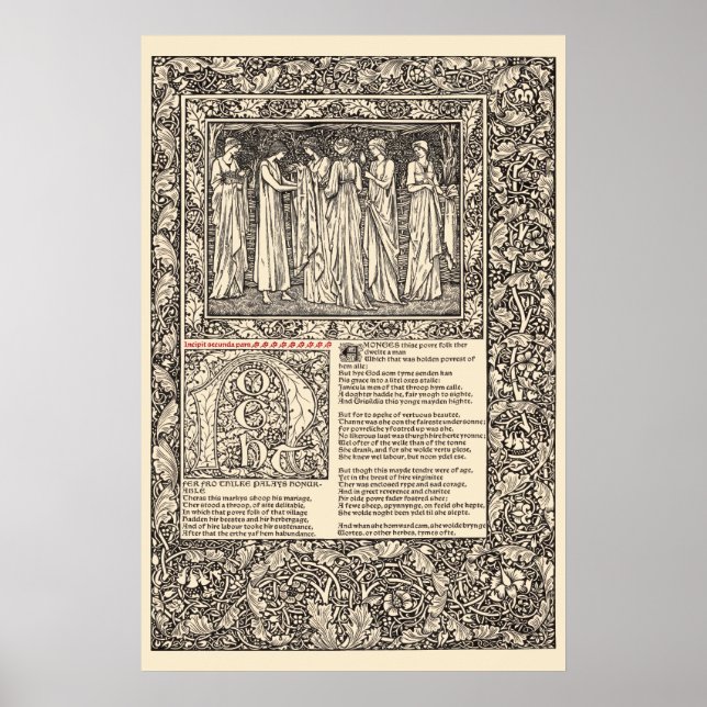 Affiche William Morris Kelmscott Press Chaucer Page (Devant)