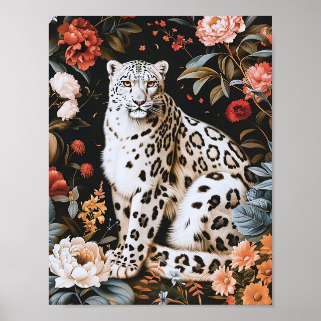 Affiche William Morris Leopard Blanc Avec Floral (Devant)