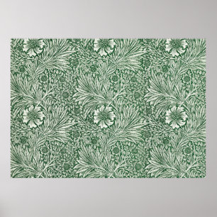 Affiche william morris marigold vert fleurs florales wallp