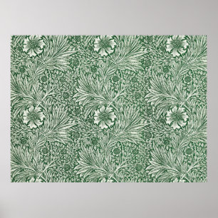 Affiche william morris marigold vert floral papier peint