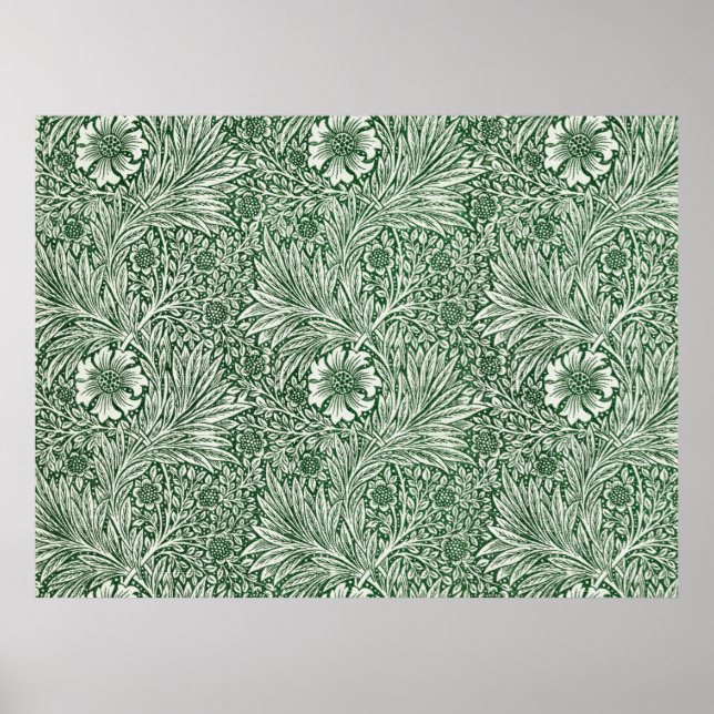 Affiche william morris marigold vert floral papier peint (Devant)