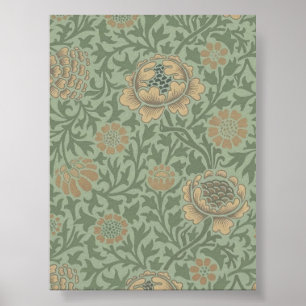 Affiche William Morris motif floral Grafton vert sauge