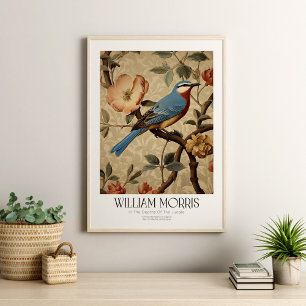 Affiche William Morris Oiseau bleu Vintage aux fleurs