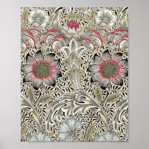 Affiche william morris papier peint coq floral