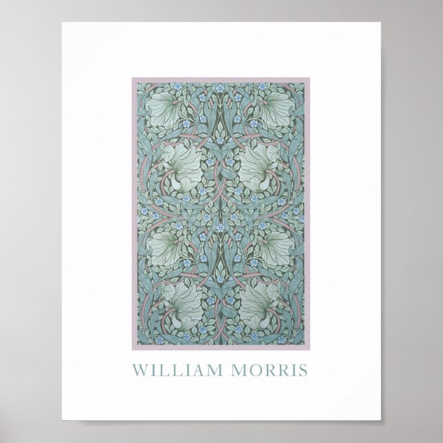 Affiche William Morris - Pimpernel : Floral bleu et vert (Devant)