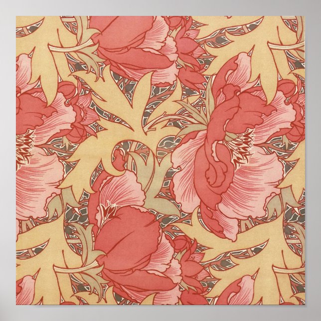 Affiche William Morris Poppies Floral Art (Devant)