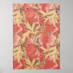 Affiche William Morris Poppies Floral Art Nouveau Pattern