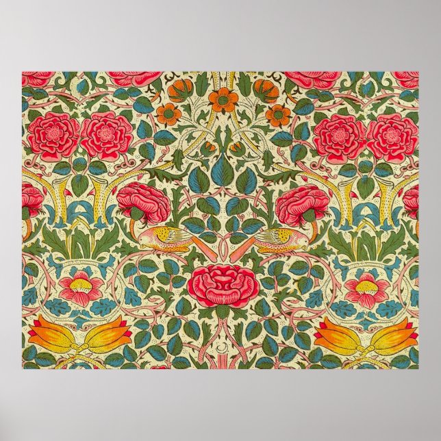 Affiche William Morris Rose Floral Chintz Rose (Devant)