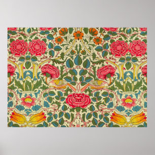 Affiche William Morris Rose Floral Chintz rose