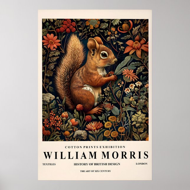 Affiche William Morris Squirrel Print Botanical (Devant)