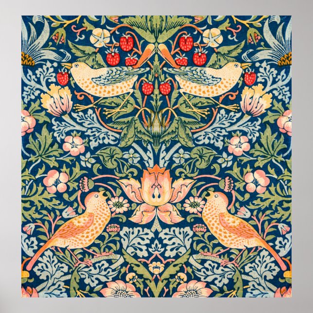 Affiche William Morris Strawberry Thief Motif floral (Devant)