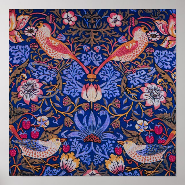 Affiche William Morris Strawberry Thief Motif floral (Devant)
