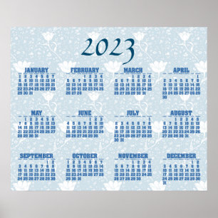 Affiche William Morris Tulips Motif blanc 2023 Calendrier