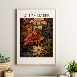 Affiche William Morris Vintage Terracotta Fleurs d'automne