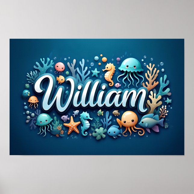 Affiche William Ocean Nursery Animaux sous-marins (Devant)