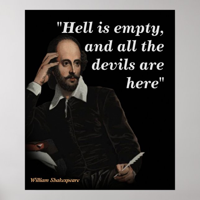 Affiche William Shakespeare Citation Sur L'Enfer Et Les Di (Devant)