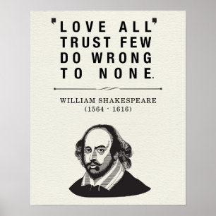 Affiche William Shakespeare Love All Cote
