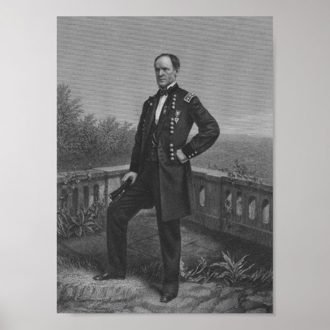 Affiche William Tecumseh Sherman Portrait gravé (Devant)