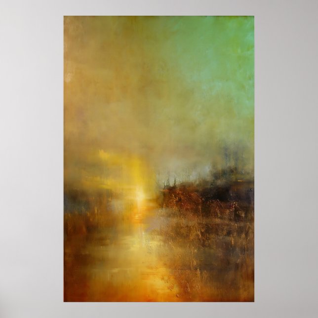 Affiche William Turner Coucher de soleil Peinture Abstrait (Devant)