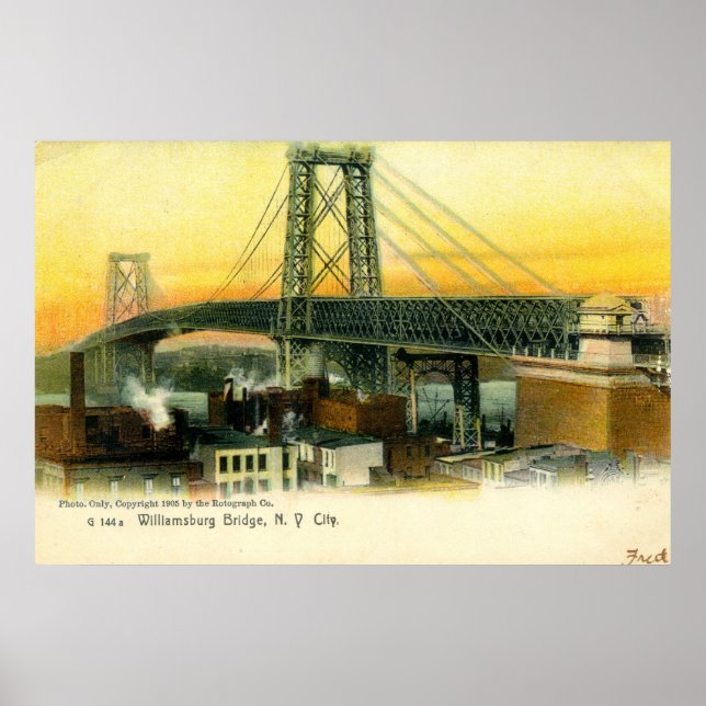 Affiche Williamsburg Bridge, New York, 1905 Vintage (Devant)